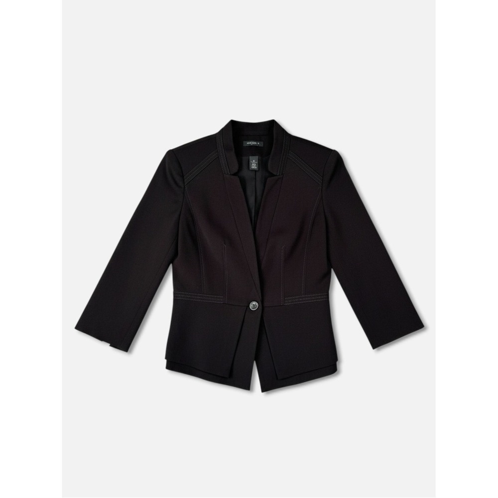 White House Black Market Tailored Peplum Blazer 3/4 Sleeve Black 00 Corporate